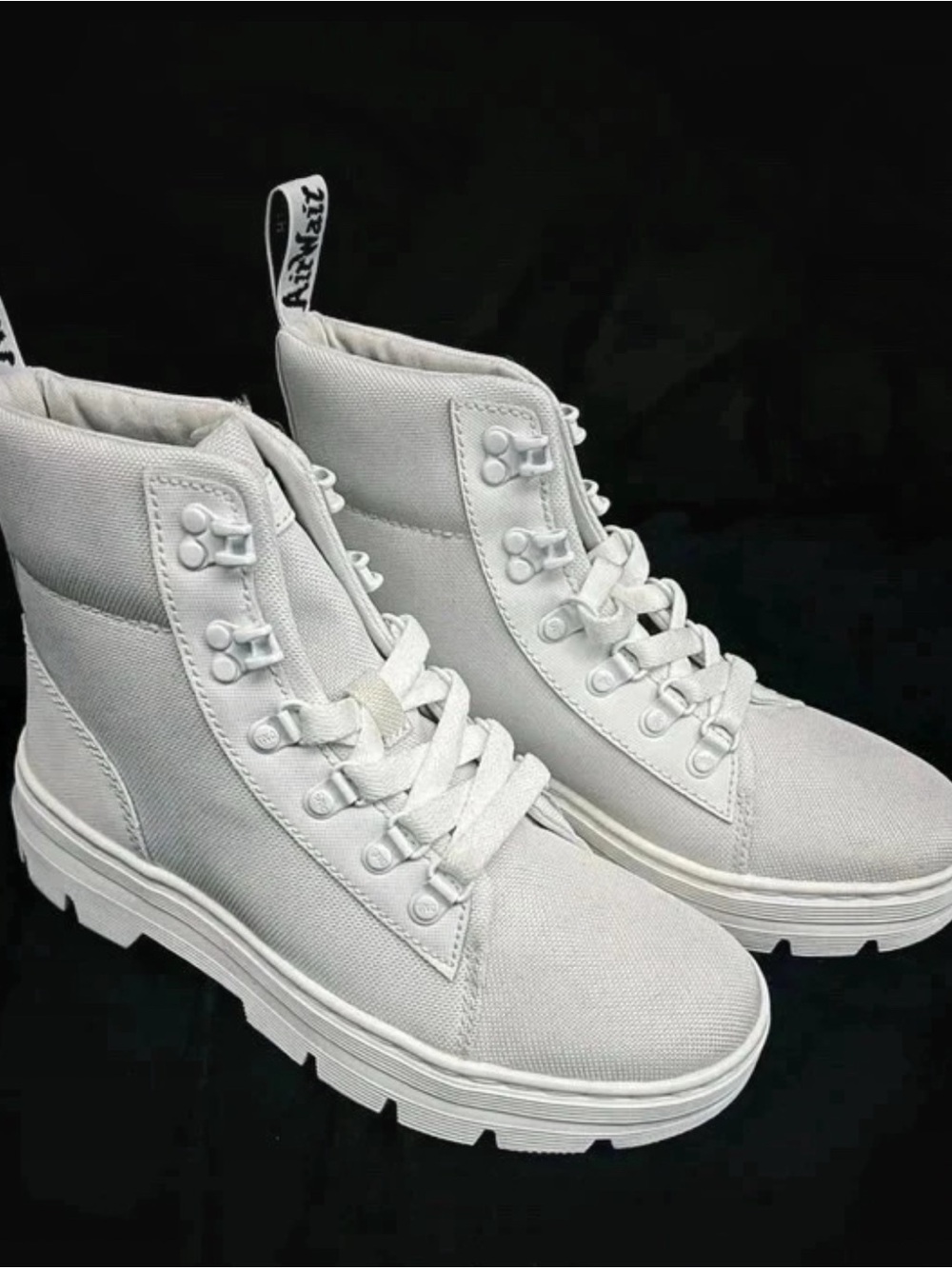 Dr. Martens White Lace-Up Canvas Boots